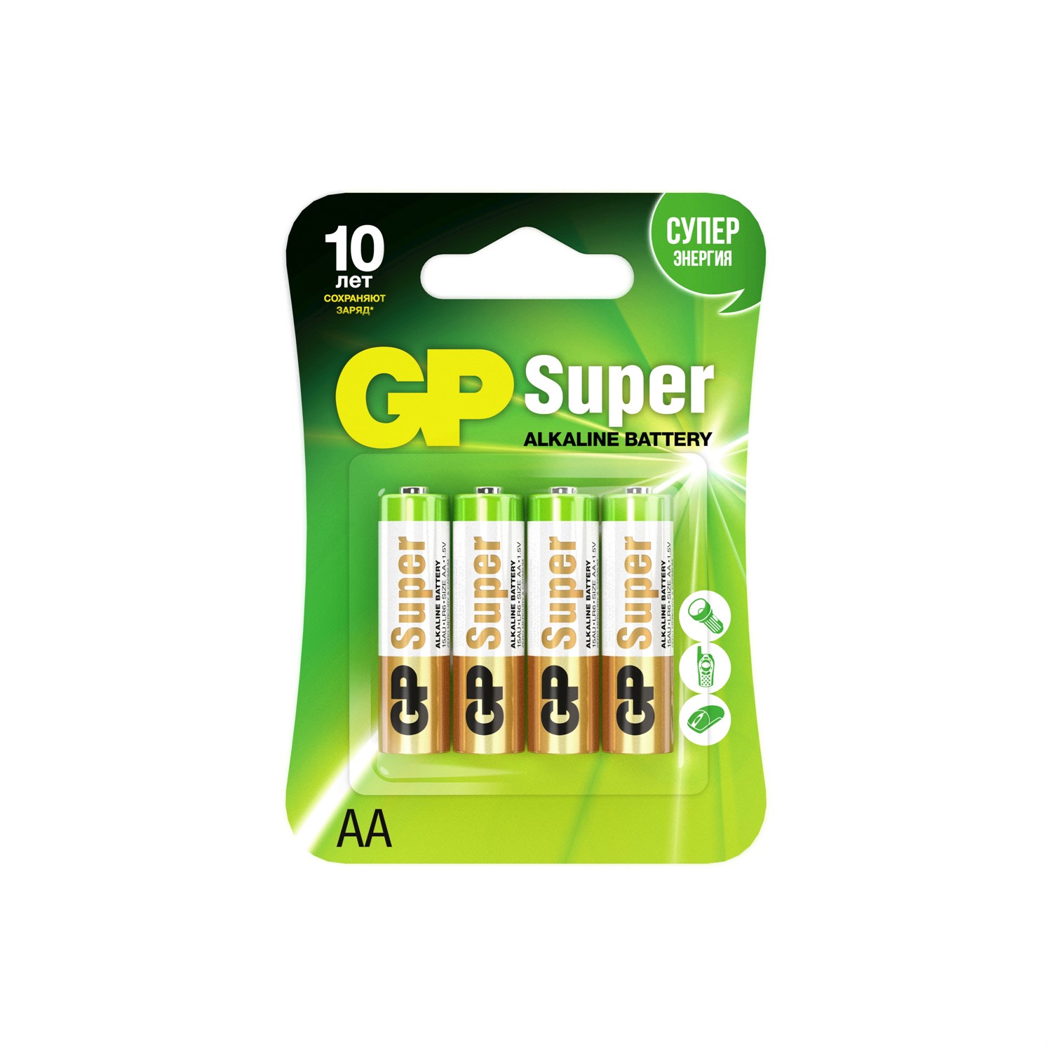 Батарейки алкалиновые АA, GP Super Alkaline 15А (GP 15A-2CR4 40/320),  продаются по 4шт – купить по низкой цене в Санкт-Петербурге