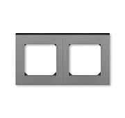 Рамка для розеток и выключателей 2 поста LEVIT сталь / дымчатый чёрный 2CHH015020A6069 ABB
