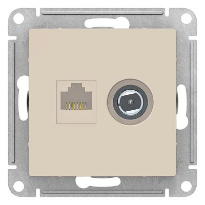 Розетка ТВ + компьютерная (RJ45 кат. 5Е), цвет бежевый, Schneider Electric (ATN000289)