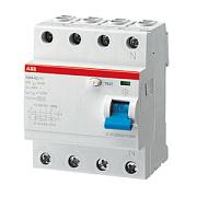 Выключатель дифференциального тока (УЗО) ABB F204, 100А, 300 мА, AC, четырехполюсный, трехфазный (2CSF204001R3900)