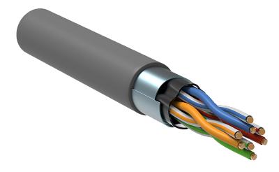 Витая пара экранированная F/UTP кат.5e 4x2x0,51 (24 AWG) PVC Серая одножильная внутренняя LC1-C5E04-311 ITK (19м), кусок продается целиком