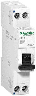 Выключатель автоматический дифференциального тока (АВДТ) 25А 1P+N 30мА С 6кА (S= 18 мм) IDIF K A9D63625 Acti9 Schneider Electric