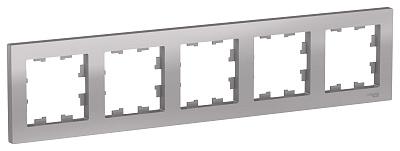 Рамка на 5-и постовые Schneider Electric AtlasDesign, алюминий (ATN000305)