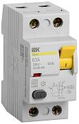 Выключатель дифференциального тока (УЗО) IEK ВД1-63, 63А, 30 мА, AC, двухполюсный, однофазный (MDV10-2-063-030)