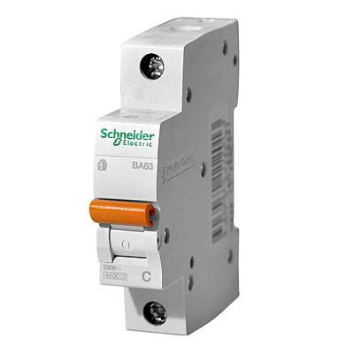 Выключатель автоматический модульный однополюсный Schneider Electric ВА63 1п 63А C 4,5кA (11209)