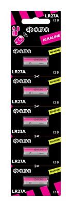 Батарейка A27 Alkaline BL-5, ФАZА (LR27A-B5), продаются по 5шт