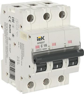 Автоматический выключатель IEK ARMAT, C16, 16 А, трехполюсный, 6 кА (AR-M06N-3-C016)
