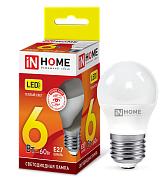 Лампа светодиодная 6Вт Е27 P45 3000 К LED-ШАР-VC, IN HOME (4690612020525)