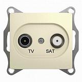 Розетка телевизионная TV-SAT Schneider Electric Glossa, двойная, проходная, бежевая (GSL000298)