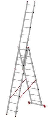 Трехсекционная алюминиевая лестница до 150кг 3х9 (5,51 м) Новая высота 2230309