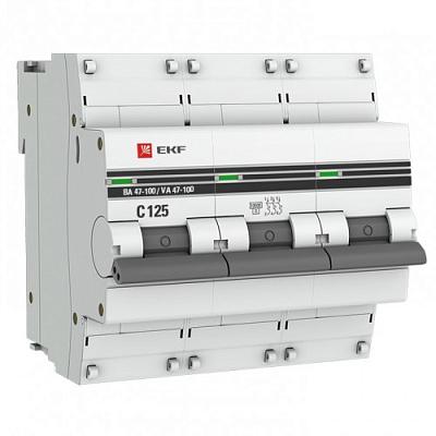 Автоматический выключатель EKF ВА 47-100 C50 PROxima, 50А, трехполюсный, 10кА (mcb47100-3-50C-pro)