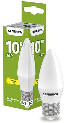 Лампа светодиодная C35 свеча 10Вт 230В 3000К E27 GENERICA (LL-C35-10-230-30-E27-G)