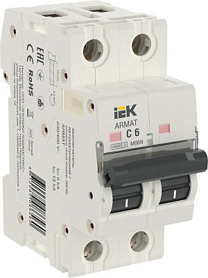 Автоматический выключатель IEK ARMAT, C6, 6 А, двухполюсный, 6 кА (AR-M06N-2-C006)