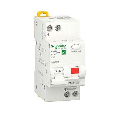 Выключатель автоматический дифференциального тока (дифавтомат) RESI9 1P+N С 10А 6000A 30мА тип AС R9D25610 Schneider Electric