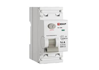 Устройство защитного отключения (УЗО) ВД-100N 2P 16А 30мА AC эл-мех 6кА PROXIMA EKF E1026M1630