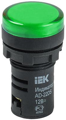 Лампа сигнальная AD-22 DS, зеленая (для крепления на панель), IEK (BLS10-ADDS-230-K06)