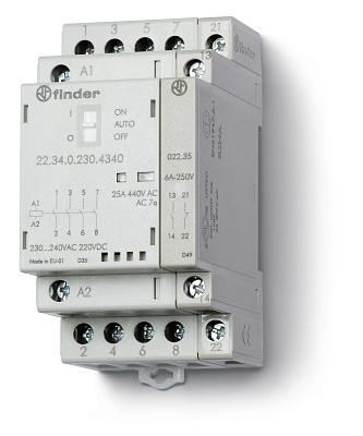 Контактор модульный 4 NO 40А IP 20 230 В, FINDER (224402304310)