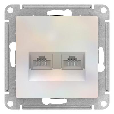 Розетка двойная Atlasdesign скрытой установки компьютерная RJ45+RJ45, cat. 5E жемчуг ATN000485 Schneider Electric