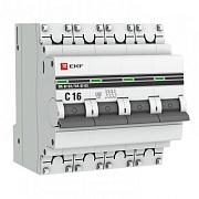 Автоматический выключатель EKF ВА 47-63 C16 PROxima, 16А, четырехполюсный, 4.5кА (mcb4763-4-16C-pro)