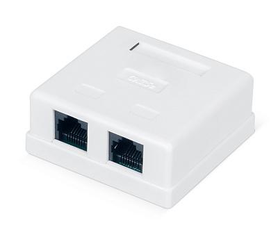 Розетка компьютерная RJ-45, двойная, белый, WRline (WR-WS-8P8C-C5E-2)