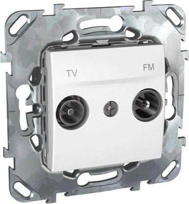 Розетка ТV+FM телевизионная+радио Unica скрытой установки оконечная с накладкой белый MGU5.452.18ZD Schneider Electric