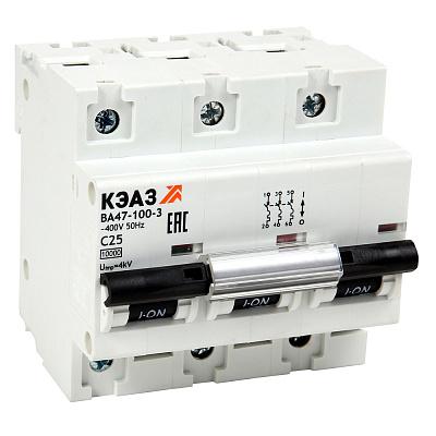Выключатель автоматический модульный ВА47-100-3C63-УХЛ3 (10кА)-КЭАЗ 318144