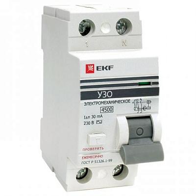 Выключатель дифференциального тока (УЗО) EKF PROxima ВД-100, 63А, 300 мА, AC, двухполюсный, однофазный (elcb-2-63-300-em-pro)