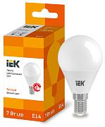 Светодиодная лампа IEK 7Вт, ECO G45 шар E14 3000K 630Лм 230В (LLE-G45-7-230-30-E14)