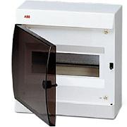 Щит распределительный навесной ABB UNIBOX ЩРн-П, 8 модулей, прозрачная дымчатая дверь, с клеммниками, пластиковый (122580006)
