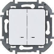Выключатель двухклавишный INSPIRIA скрытой установки 10A с подсветкой/индикацией 250В схема 5а белый 673630 Legrand