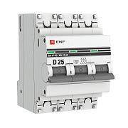 Автоматический выключатель EKF под опломбировку, D25, 25 А, трехполюсный (mcb4763-6-3-25D-pro)
