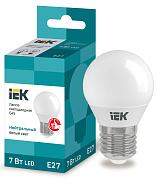 Светодиодная лампа IEK 7Вт, ECO G45 шар E27 4000K 630Лм 230В (LLE-G45-7-230-40-E27)