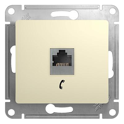 Розетка телефонная RJ11 Schneider Electric Glossa, одинарная, бежевая (GSL000281T)