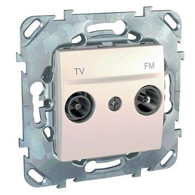 Розетка ТV+FM телевизионная+радио Unica скрытой установки одиночная с накладкой бежевый MGU5.451.25ZD Schneider Electric