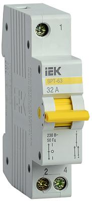 Выключатель-разъединитель трехпозиционный ВРТ-63, модульный, однополюсный, 32А IEK (MPR10-1-032)
