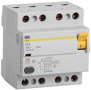 Выключатель дифференциального тока (УЗО) IEK ВД1-63, 25А, 30 мА, AC, четырехполюсный, трехфазный (MDV10-4-025-030)