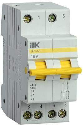 Выключатель-разъединитель трехпозиционный ВРТ-63, модульный, двухполюсный, 16А IEK (MPR10-2-016)