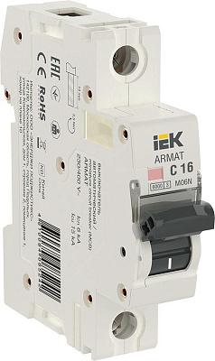 Автоматический выключатель IEK ARMAT, C16, 16 А, однополюсный, 6 кА (AR-M06N-1-C016)