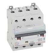 Дифференциальный автомат Legrand DX3, 10 А, C10, 3-х полюсный + N, 30 мА (411233)