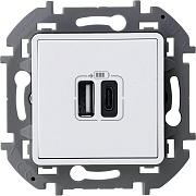 INSPIRIA белый Зарядное устройство c 2 USB тип A+C 240В/5В 3000мА 673760 /уп.1шт/ Legrand