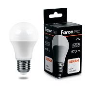 Лампа светодиодная 11Вт E27 A60 4000К 940Лм матовый 230В шар белый, Feron (38030)
