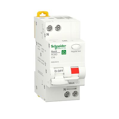 Выключатель автоматический дифференциального тока (дифавтомат) RESI9 1P+N С 16А 6000A 30мА тип AС R9D25616 Schneider Electric