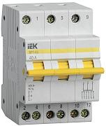 Выключатель-разъединитель трехпозиционный ВРТ-63, модульный, трехполюсный, 40А IEK (MPR10-3-040)