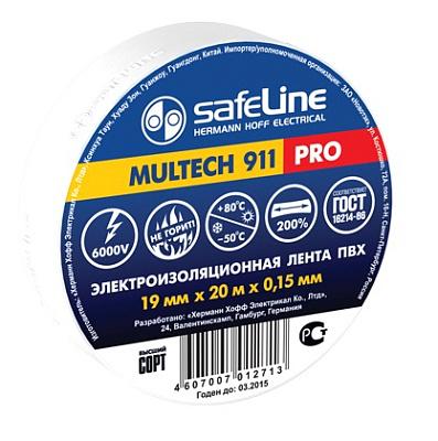 Изолента ПВХ 19мм х 20м, белая, Safeline (9369)