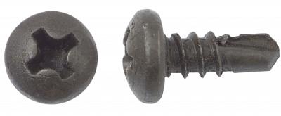 Саморез по металлу 3,5х11 полуцилиндрическая головка с буром, черный (1063350128)
