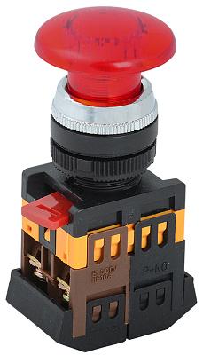 Кнопка управления AELA-22, красная, с подсветкой, гриб, 1з+1р, IEK (BBG20-AELA-K04)