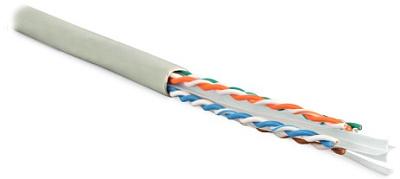 Кабель витая пара, U/UTP, категория 6, 4х2х23AWG, серый, Hyperline (UUTP4-C6-S23-IN-LSZH-GY-305)