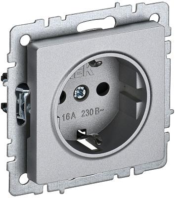 Розетка 1-ая c/з алюминий мех-м  РС11-1-0-БрА, BRITE IEK (BR-R11-16-K47)