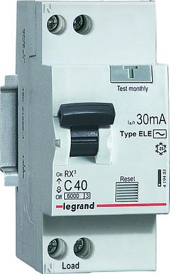 Выключатель автоматический дифференциального тока АВДТ RX3 40А 2П двухполюсный C 30мА 419403 Legrand