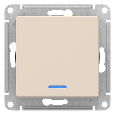 Выключатель одноклавишный (сх.1а) Schneider Electric AtlasDesign, 10АХ, с подсветкой, цвет бежевый, скрытый (ATN000213)